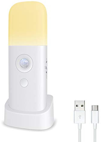 ZOESON Veilleuse Enfant, Lampe Détecteur de Mouvement, Luminosité Ajustable,Portable, Rechargeable, pour chambre à coucher, chambre d'enfant, et salon (1-PACK)