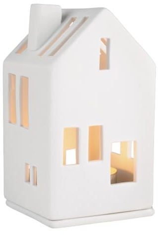 Räder Lichthaus Wohnhaus aus Porzellan unglasiert in der Farbe Weiß, Maße: 11 x 6 x 6 cm, 89803