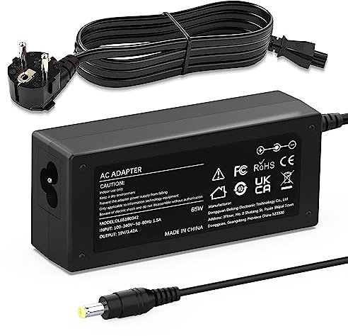 65W Acer Laptop Ladekabel Ladegerät Netzteil für Acer Aspire 3 A315 A314 A515 E17 E15 E5 E3 V3 V5 ES1 ES15 A315-51 A315-41 A315-54 E5-575 E5-575G E1-531 E1-571 PA-1650-86 19V 3.42A Adapter 5,5 * 1,7mm