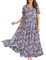 YESNO Women Dresses Casual Plus Size Bohemian Short Sleeve Floral Long Maxi Summer Beach Swing Dress/Pockets XL EJFUK CR8