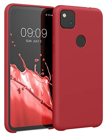 kwmobile Hülle kompatibel mit Google Pixel 4a Hülle - Silikon Handy Case - Handyhülle weiche Oberfläche - kabelloses Laden - Klassisch Rot
