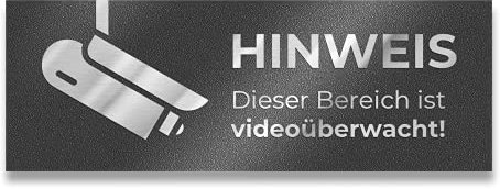 Metzler Edelstahl Hinweisschild Videoüberwachung in Eisenglimmer - Pulverbeschichtet DB 703 matt - Türschild Hinweis Dieser Bereich ist Videoüberwacht - Selbstklebend - Größe: 8,5 x 3 cm