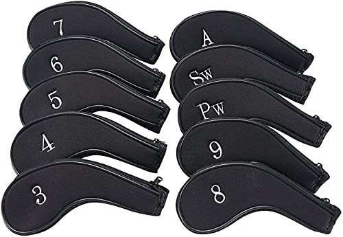ANCLLO 10 Pack Zipper Golf Club Iron Head Covers Iron Covers