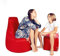 PATCH HOME Patchhome Gamer Kissen Lounge Kissen Sitzsack Sessel Sitzkissen Bean Bag + Würfel/Hocker mit Reißverschluss bereits befüllt (Rot, XXL - Ø80cm Sessel + 35x35cm Würfel)