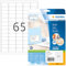 HERMA 4504 Universal Etiketten, 800 Blatt, 38,1 x 21,2 mm, 65 pro A4 Bogen, 52000 Stück, selbstklebend, bedruckbar, matt, blanko Papier Klebeetiketten Aufkleber, weiß