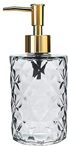 Topsky 330 ml Glas Seifenspender,für Küche,Badezimmer,Pumpe aus Transparent Glas und Plastik,für Geschirrspülmittel,Flüssigseifen