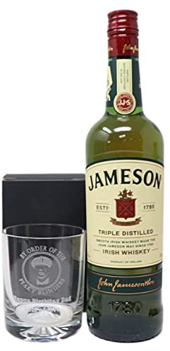 Personalised Engraved Dimple Glass Tumbler & Alcohol - Peaky Blinders Design (Jameson Irish Whiskey 70cl)