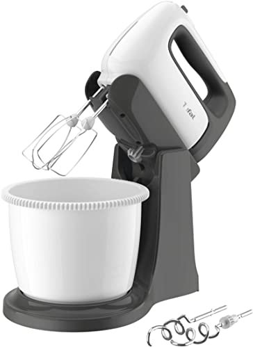 TEFAL HT464138 Prep'Mix Hand Mixer with Rotating Bowl 2.5 L 500 W White