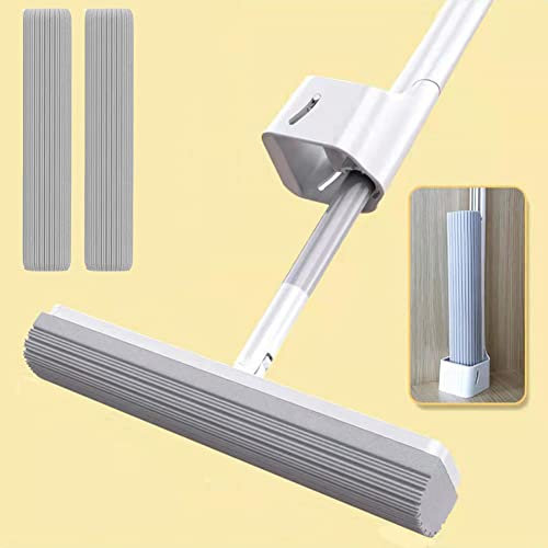 JINYISI Mocio in Spugna Con Rullo PVA per Pulizia Pavimenti - 2 Testine di Ricambio Incluse