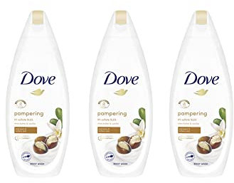 3 x 250ml Shea Butter & Vanilla Purely Pampering Shower Gel Body Wash Smooth and Refreshes Skin