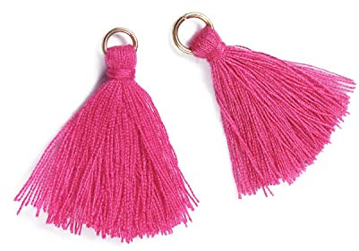Duories 50 Stück Mini Quasten Anhänger,3cm Baumwolle Fransen Tassel Troddel Armband Schlüsselanhänger Basteln Quaste für Ohrringe Schmuckherstellung Taschen Lesezeichen DIY Handwerk Zubehör,Rose