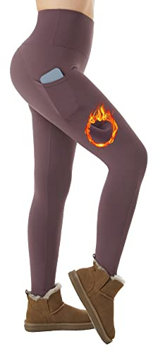 ineepor Thermal Leggings Women Fleece Lined Gym with Pockets