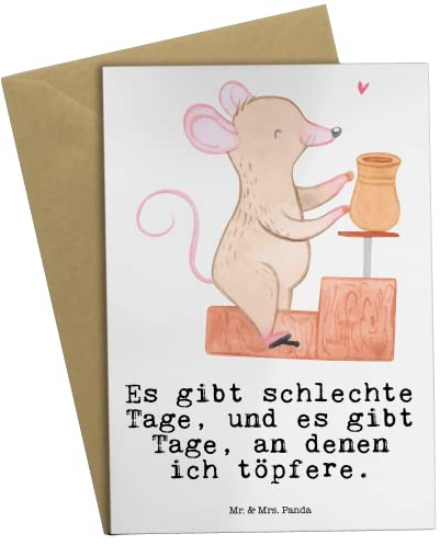 Mr. & Mrs. Panda Grußkarte Maus Töpfern - Geschenk, Grußkarten, glückwunschkarten, Töpferkurs, Töpferei, hochzeitskarten, weihnachtskarten, einladungskarten
