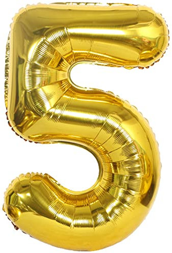 D2D | Party Balloon Zahl 5 XL in Gold - Größe 80 cm - Folienballon - Zahlenballon - Geburtstagsdeko - Helium Ballon