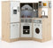 DREAMADE Kinderküche aus Holz, Kinderspielküche mit Waschbecken Herd Backoffen, inkl. Kochgeschirr, Holzküche, Spielküche mit Licht und Sound, für Kinder ab 3 Jahren