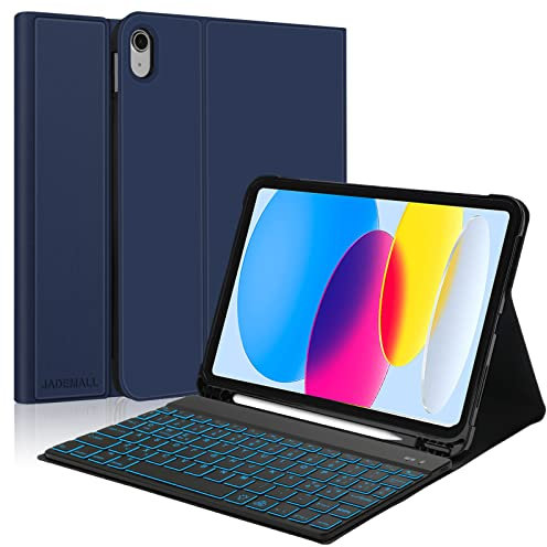 JADEMALL Custodia con Tastiera per iPad10 Generazione 10.9/11 Generazione A16 2025 11, Italiano QWERTY Tastiera Retroilluminata Bluetooth Staccabile per iPad A16 11/10 2025/2022, Blu