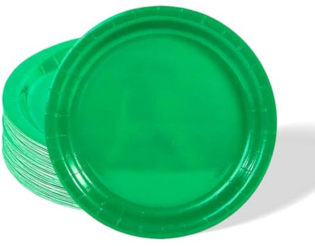 Mienocol 32pcs Green Paper Plates,7 inch Green Party Plates Tableware Solid Colour Round Dinner Plate for Christmas,Birthday,Wedding,Picnic, BBQ,Bar,Restaurant and Party Supplies Table Décor
