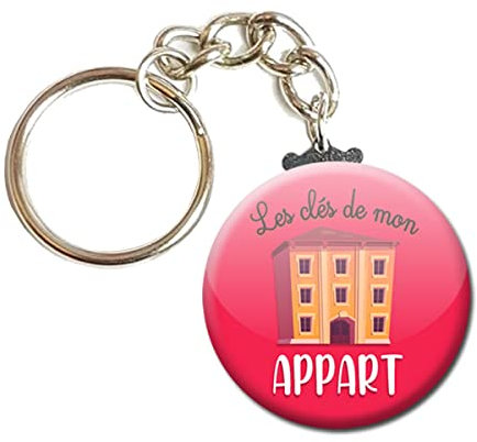 Porte Clés Chaînette 3,8 centimètres Les clés de mon Appart Idée Cadeau Accessoire Fête Noel Anniversaire Remerciement Humour Moto Maison Voiture