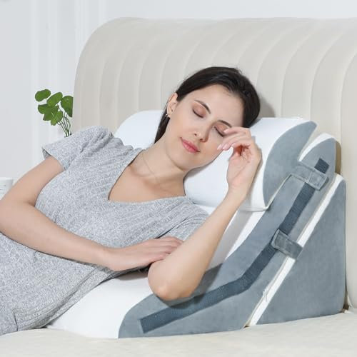 FSCGIFE 3 cuscini a cuneo da letto con memory foam, 68,8 x 59,9 cm (lunghezza x altezza), cuscino regolabile per il corpo per chi dorme sul fianco, borsa inclusa