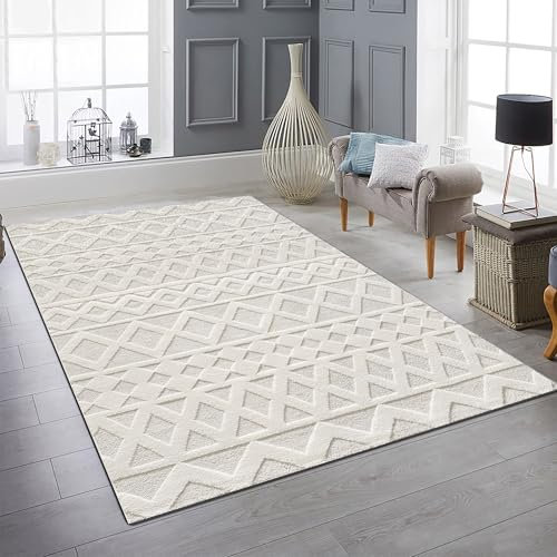 Teppich-Traum Wohnzimmerteppich Schlafzimmer Kinderzimmer Wartezimmer weich modern Kurzflor Skandinavisches Rauten Muster Boho Style 200x290 cm