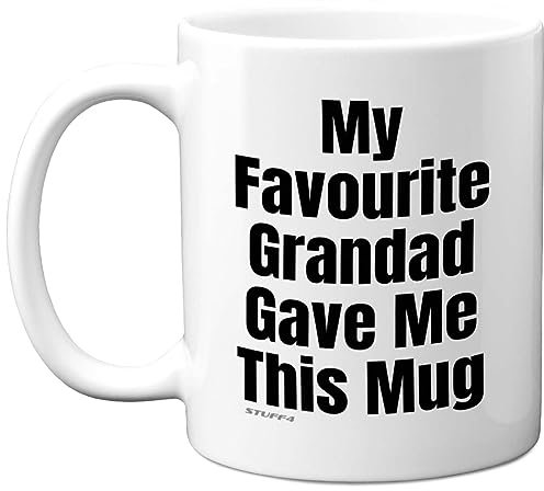 Funny Birthday Mug for Granddaughter Grandson - My Favourite Grandad - Novelty Joke Present for Grandson Granddaughter from Grandad Gift Gifts Christmas 11oz Ceramic Dishwasher Safe Coffee Mugs Cup