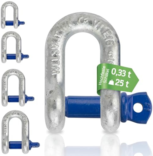 Safetytex Schäkel Augbolzen feuerverzinkt Stahl hochfest Tragfähigkeit (6,5 Tonnen)