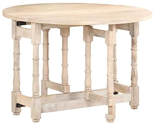 BaraSh Esstisch Rund 110x76 cm Mango Massivholz Kuchentisch Ausziehbar ESS Tisch
