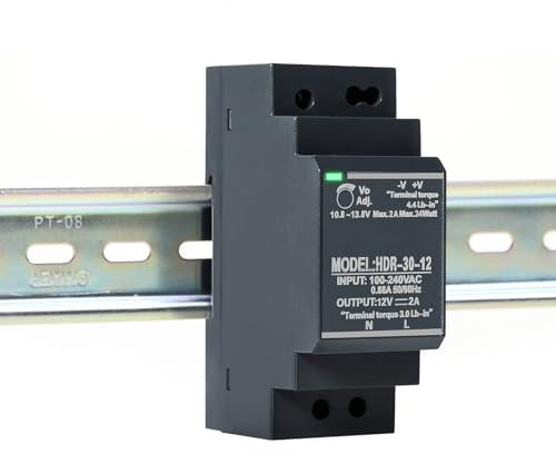 Jadeshay Alimentatore 12V Trasformatore Rotaia Industriale Universale Din-Rail Alimentazione 30W 12V 2A Monofase Alimentatore Switching Ingresso AC100V-240V Uscita DC12V per Sistemi di Campanelli