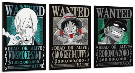 Anime One Piece Wanted Poster Zoro Sanji Luffy 1 Gemälde auf Leinwand Wandkunst Poster Scroll Bild Druck Wände Dekor Home Poster 60 x 90 cm