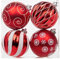 12cm Large Shatterproof Christmas Balls Set - Big Red and White Baubles - 4 Pcs Sparkling Bauble Ornaments for Christmas Tree Decorations
