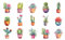 Ulticool Adesivi impermeabili per piastrelle - Pianta di cactus in vaso - 15 x 15 cm - 15 pezzi di adesivi a forma di piastrelle in lamina - per parete bagno - parete cucina piastrelle adesive