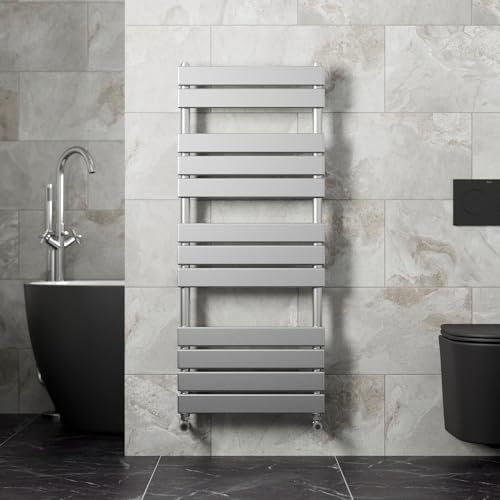 Radiant Living Heated Towel Rail Radiator Wall Mounted Flat Panel Chrome Ladder Bathroom 1200 x 600mm