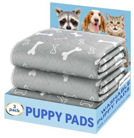 Baodan Puppy Pads Washable, 3 Pack Reusable Puppy Training Pads, Super Absorbent Waterproof Dog Mat Pee Pads for Dogs, Fast Drying Training Pads for Home, Car, Travel - 90x80 cm