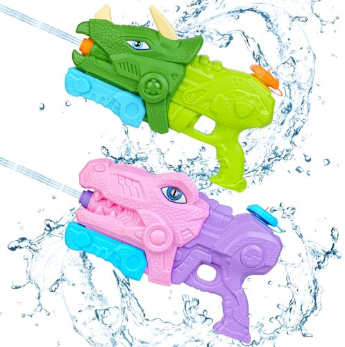 2 Pcs Dino Wasserpistole Kinder 1400ml Wasserpistole Mit Großer Reichweite Wasserspritzpistole Wasserspritzpistolen Reichweite 10-11 Meter Water Gun Garten für Kinder und Erwachsene