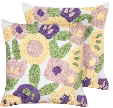 Beliani Dekokissen 2er Set weiß mit Fransen 45 x 45 cm quadratisch modern Makneh