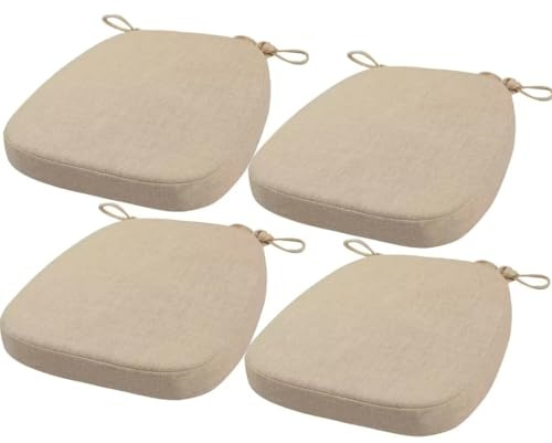 FIOVIP Stuhlkissen mit Riemen abnehmbar, waschbar, doppelte Anti-Rutsch hoch elastisch,Geeignet für Esstische und Stühle(40X38X33CM(5CM),Beige,4 Stück)