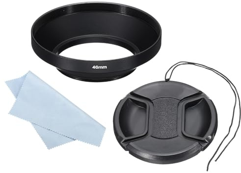PATIKIL 46mm Gegenlichtblende Set, Weitwinkel, Matte Oberfläche, innen Anti-reflektierende Blende mit 67mm Objektivdeckel und Reinigungstuch für Kameraobjektiv, Schwarz