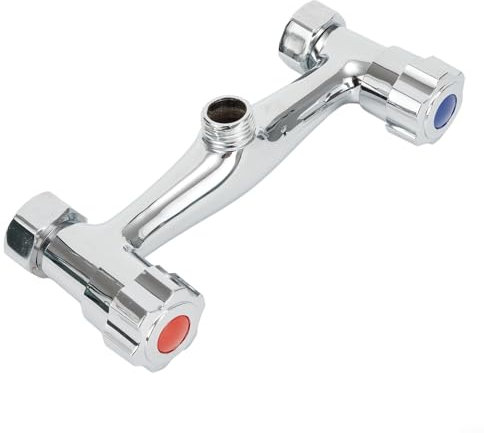 Barre mitigeur de douche thermostatique ronde à deux sorties, barre de sortie en laiton double sortie de douche, barre de mitigeur de douche double sortie d'eau de 1,27 cm, chromé