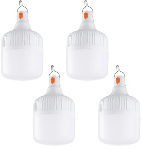 SPORWAY 4 Stück Campinglampe LED Aufladbar: 7 Leuchtmodi Camping Lampen Tragbare IPX4 Wasserdicht, Camping Licht mit Haken für Camping Angeln Wandern Stromausfall Notfall (30W)