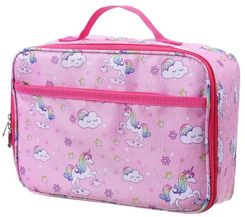 DKDDSSS Bolsa Termica Porta Alimentos Infantil, Nevera Portátil Pequeña y Fácil de Usar para Niños, Bolso Isotermica de Unicornio, para Niñas Escuela Playa Camping
