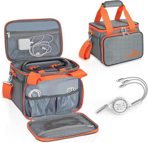 Liphontcta Reise- und Business-Tragetasche, kompatibel mit Jackery Explorer 160/240/300, ECOFLOW River Mini und Bluetti EB3A, mit Wasserdichten Boden- und Vordertaschen und 3-in-1 einziehbarem USB,