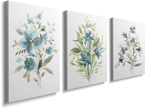 Green Flower Pictures Canvas for Bedroom - Wall Art Modern Plants Printed Ready To Hang YH1004