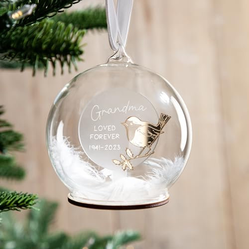 Metallic Mirror Robin Personalised Memorial Bauble | In Memory Christmas Tree Decoration