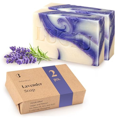 lubiu 2 x 100g Lavendelseife - Naturseife für jede Haut - Lavendel Seife Handgemacht - Natur Seifen Ohne Palmöl - Duftseife - Natur Seife Stück - Natural Soap Bar