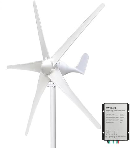 Generatore di turbina eolica 500W, 12V 24V Turbina eolica generatore AC PMG Businesses asse orizzontale Kit generatore di turbina con mppt regolatore eolico a 5 pale per ricarica domestica marina