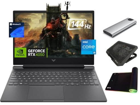 HP Victus Gaming Laptop, 15.6 144Hz FHD, 8-Core i5-13420H, NVIDIA RTX 4050 6GB GPU, 64GB RAM, 1TB SSD, Backlit KB, WiFi 6, Webcam, KeyPad, USB-C, 3-in-1 Gaming Bundle, US Version KB, Win 11 Pro