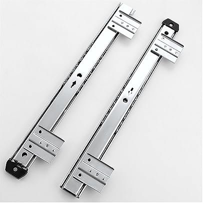 XwBaiW glissiere pour tiroir Charge Lourde Coulisse Tiroir Glissière De Clavier, Coulisses De Tablettes for Clavier sous Le Bureau Kit De Glissières for Clavier À Réglage De La Hauteur(Silver)