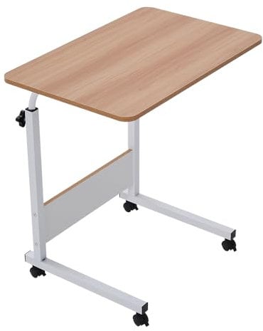 Warmiehomy Height Adjustable Laptop Table for Sofa/Bed Mobile Table Workstation Portable Side Table Overbed Desk for Studying/Working/Eating, 60 x 40cm x(72-94 cm, Oak