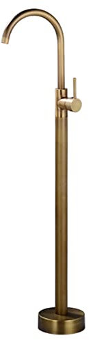 Generisch Robinet de baignoire standard avec bec rotatif à 360°, en laiton antique, sur pied, or brossé, pour baignoire, robinet