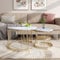 BRILVERDE Couchtisch Rund 2er Set,Wohnzimmertisch mit Stauraum,Marmoroptik und Metallgestell,Beistelltisch,für Wohnzimmer,Balkon (Gold)